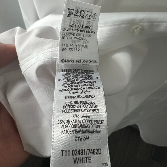 White Men's UK Marks & Spencer Dress Shirt Size 18 x 2 - Picture 14 of 14